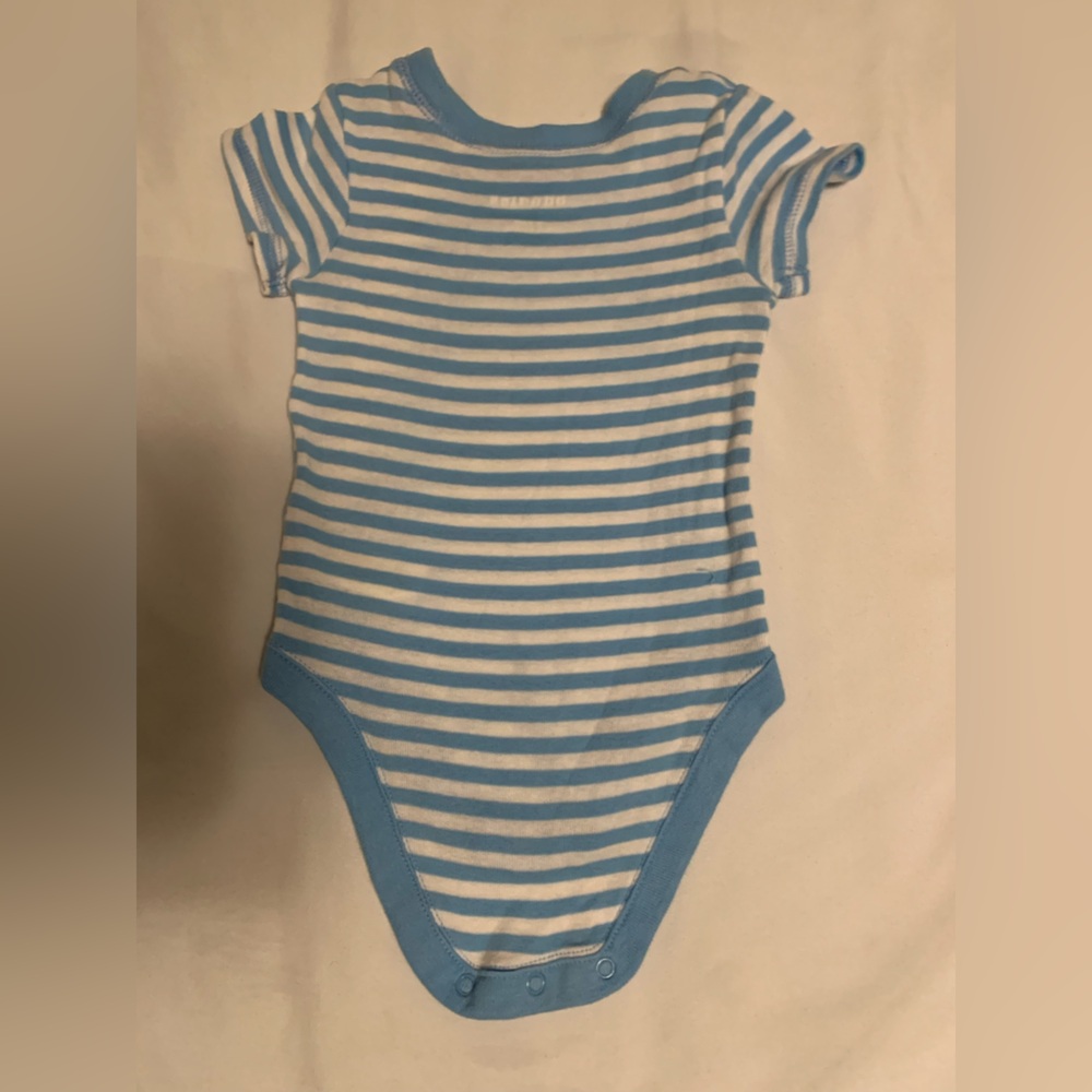 Blue and White Striped Kids One Piece